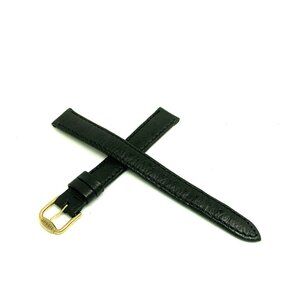 Tissot Watch Replacement Band Black Leather 12mm Lug Strap Gold Steel Buckle